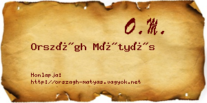 Országh Mátyás névjegykártya